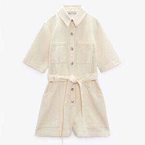 Zara Cream Button-Up Jumpsuit